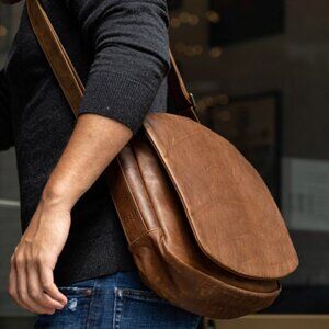 New! Reclaimed Leather Messenger Bag